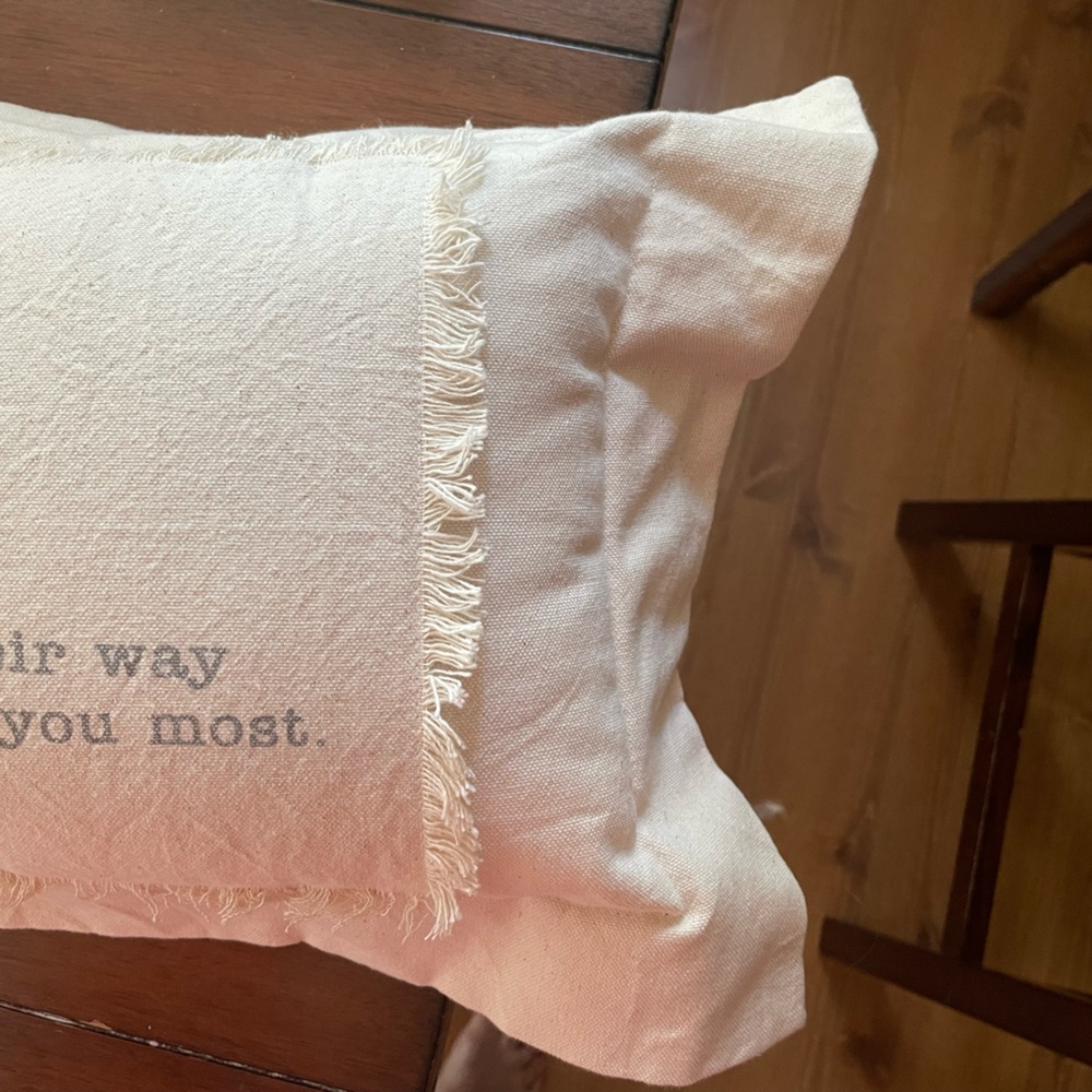 Accent pillow- FAMILY- Cream and Gray - Family Accent Pillow- 33” x 14” - Picture 3 of 7